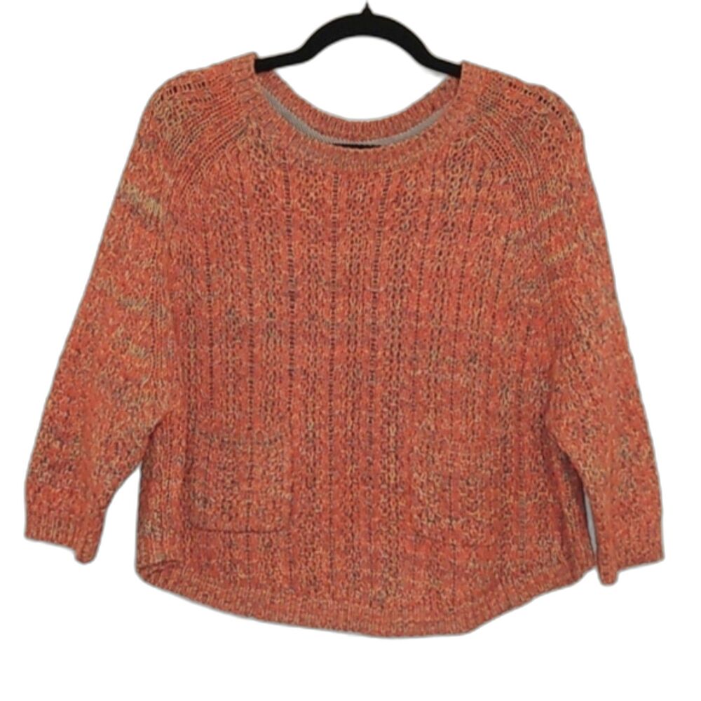 Anthropologie Orange Marled Scoopneck Pullover